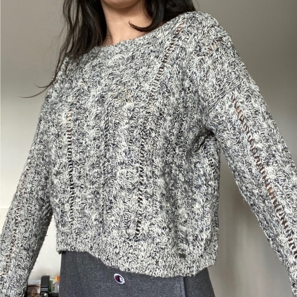 DENIM & SUPPLY RALPH LAUREN Gray and White Marled Open Knit Sweater Size XL - Picture 3 of 15